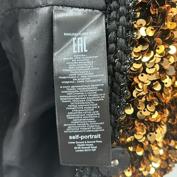 Self-Portrait Gold Sequined Jacket Blazer Size 2 - Picture 7 of 14